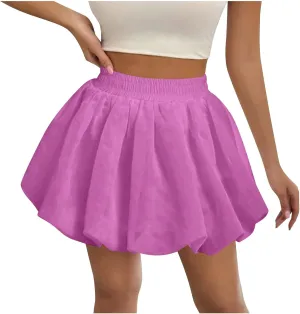 2025 Bubble Skirt for Women Boho High Waisted Ruffled Cute Casual Dressy Mini Skorts Summer Going Out Bloomer