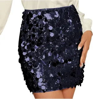 2025 Mini Sequin Skirt for Women Sexy High Waist Stretchy Pencil Bodycon Night Out Party Club Sparkly Skirts