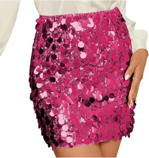 2025 Mini Sequin Skirt for Women Sexy High Waist Stretchy Pencil Bodycon Night Out Party Club Sparkly Skirts