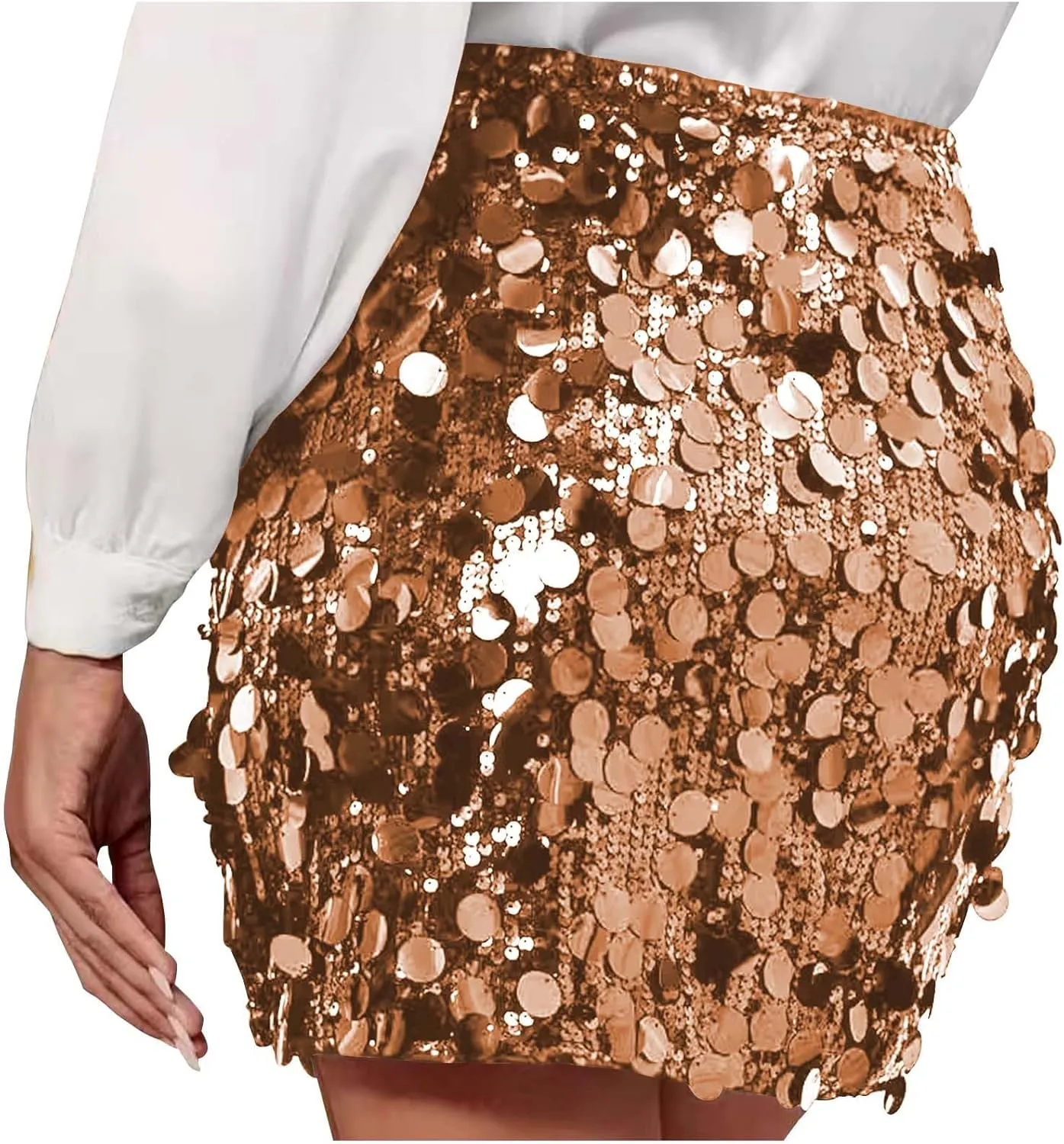 2025 Mini Sequin Skirt for Women Sexy High Waist Stretchy Pencil Bodycon Night Out Party Club Sparkly Skirts