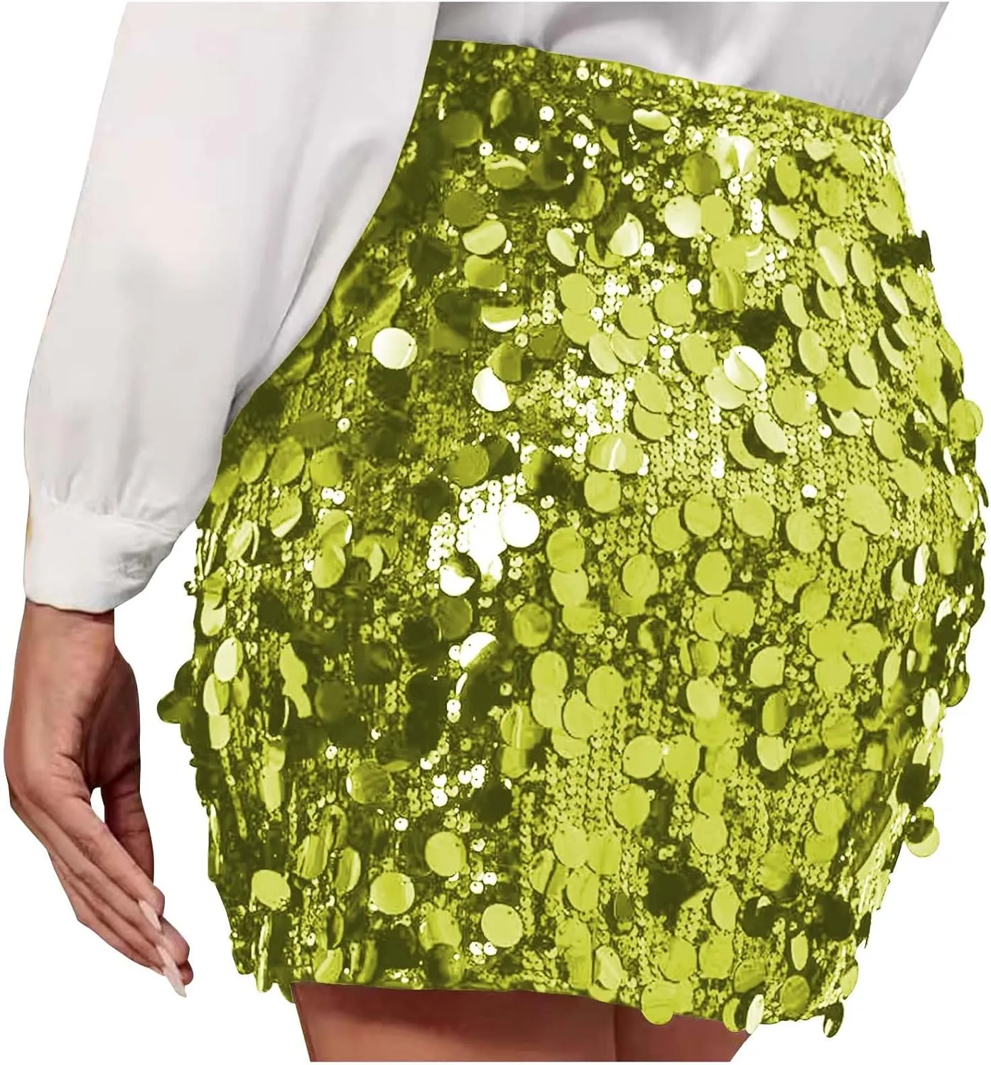 2025 Mini Sequin Skirt for Women Sexy High Waist Stretchy Pencil Bodycon Night Out Party Club Sparkly Skirts