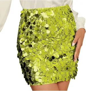 2025 Mini Sequin Skirt for Women Sexy High Waist Stretchy Pencil Bodycon Night Out Party Club Sparkly Skirts