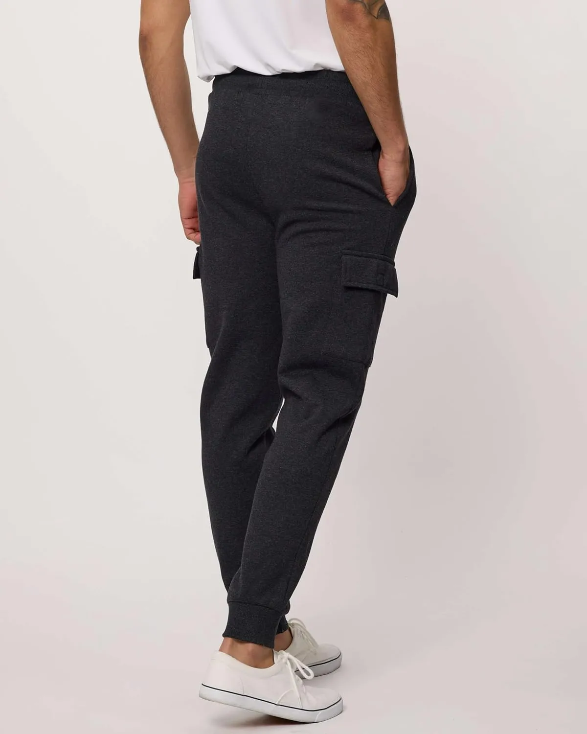 3 Pack: Men's Cotton Fleece Cargo Jogger Sweatpants with Pockets