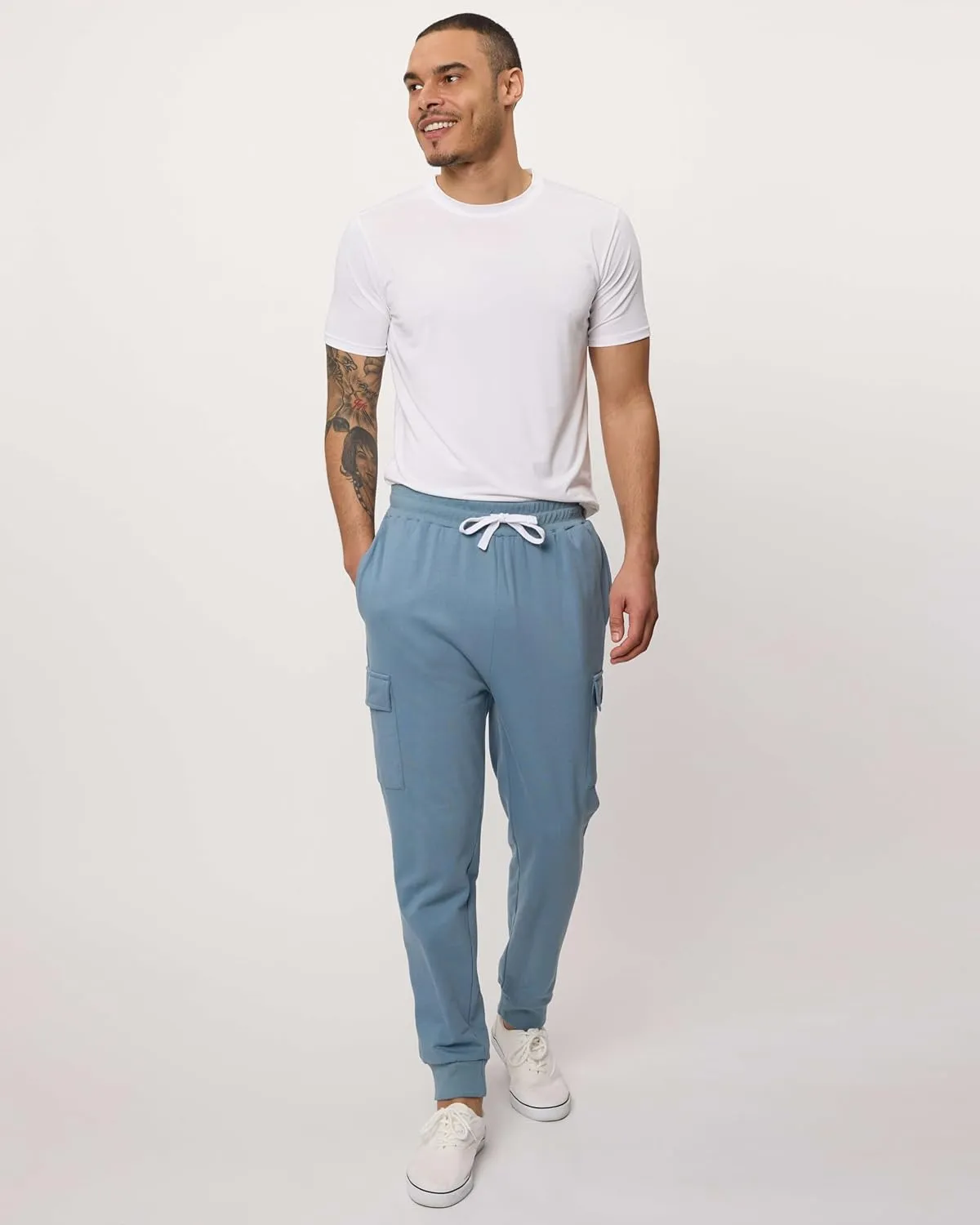 3 Pack: Men's Cotton Fleece Cargo Jogger Sweatpants with Pockets