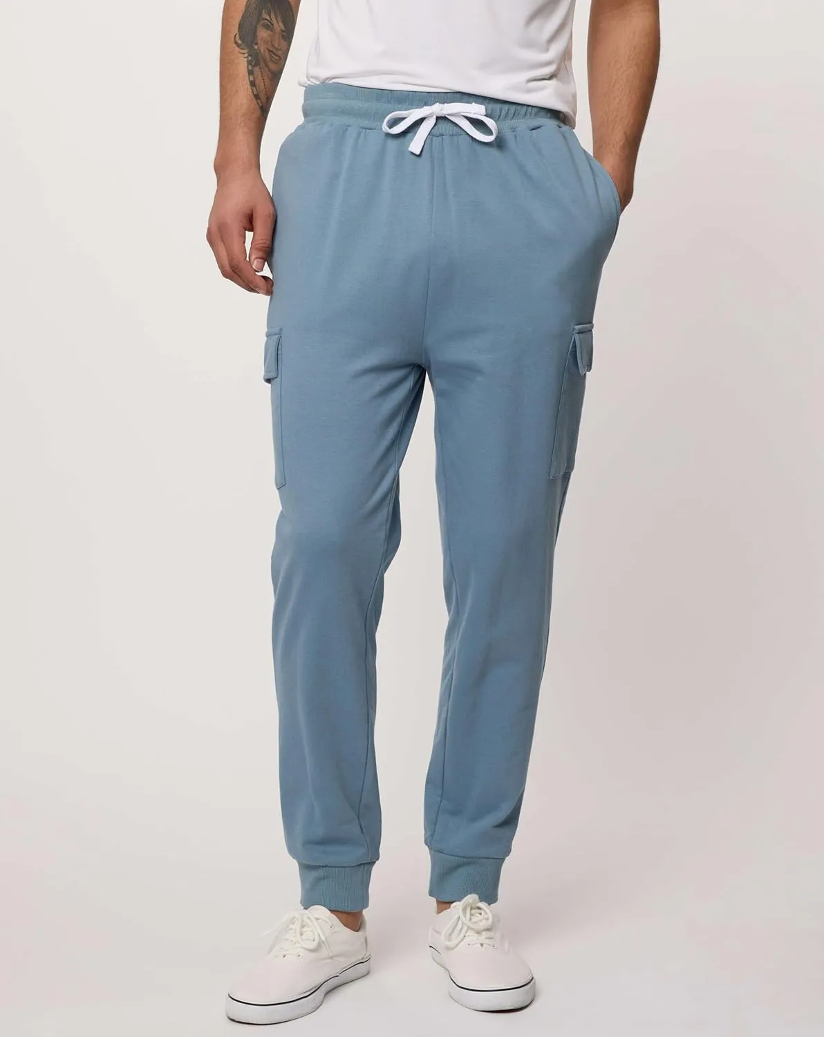 3 Pack: Men's Cotton Fleece Cargo Jogger Sweatpants with Pockets