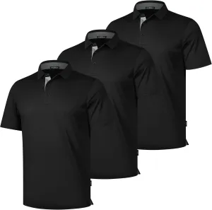 3 Pack Mens Polo Shirts Short Sleeve Dry Fit Moisture Wicking Collared Shirt Golf Polo Shirts for Men Casual Bussiness