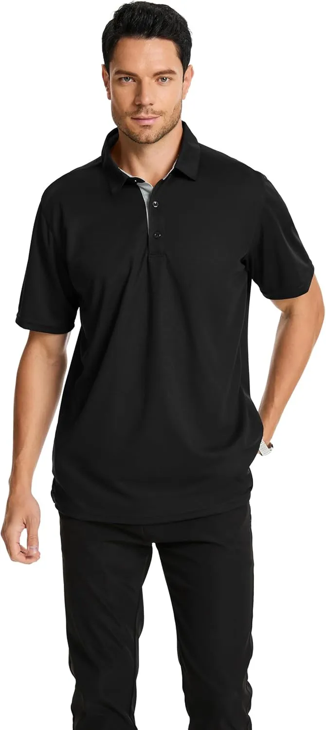 3 Pack Mens Polo Shirts Short Sleeve Dry Fit Moisture Wicking Collared Shirt Golf Polo Shirts for Men Casual Bussiness