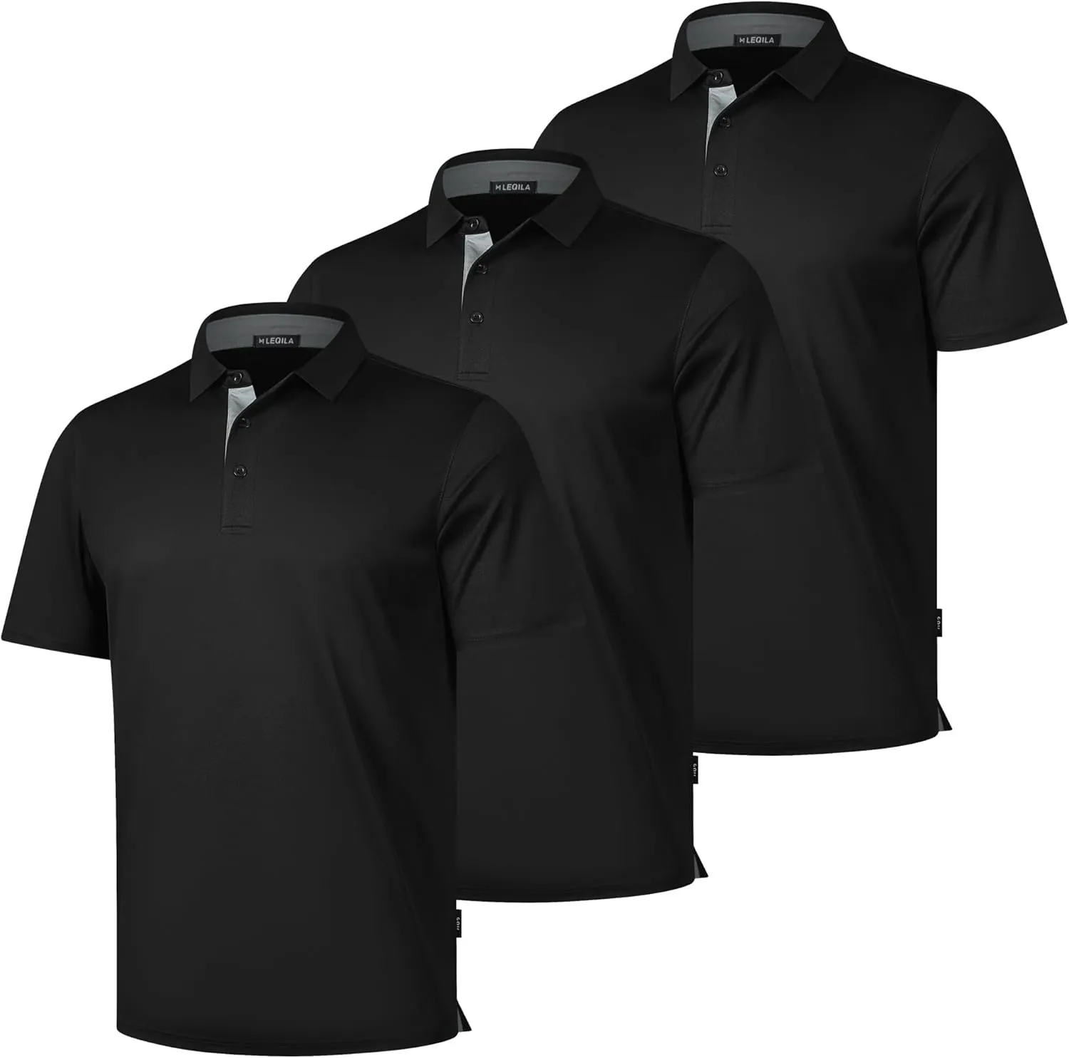 3 Pack Mens Polo Shirts Short Sleeve Dry Fit Moisture Wicking Collared Shirt Golf Polo Shirts for Men Casual Bussiness