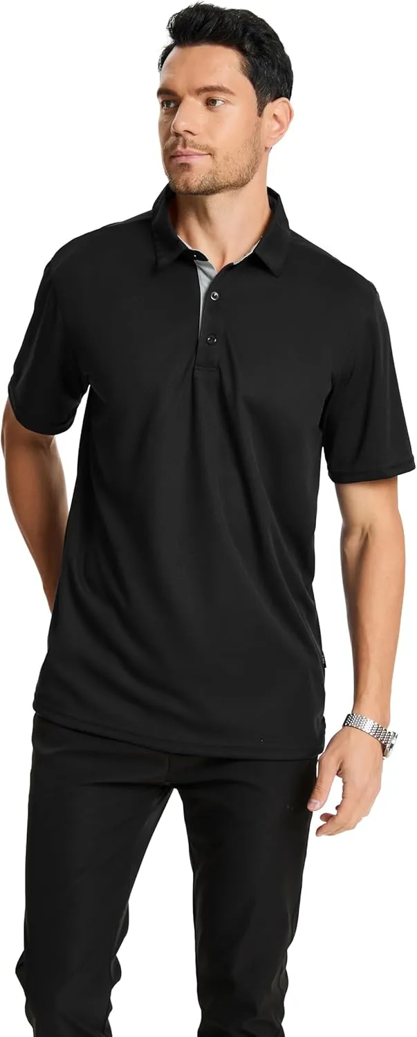 3 Pack Mens Polo Shirts Short Sleeve Dry Fit Moisture Wicking Collared Shirt Golf Polo Shirts for Men Casual Bussiness