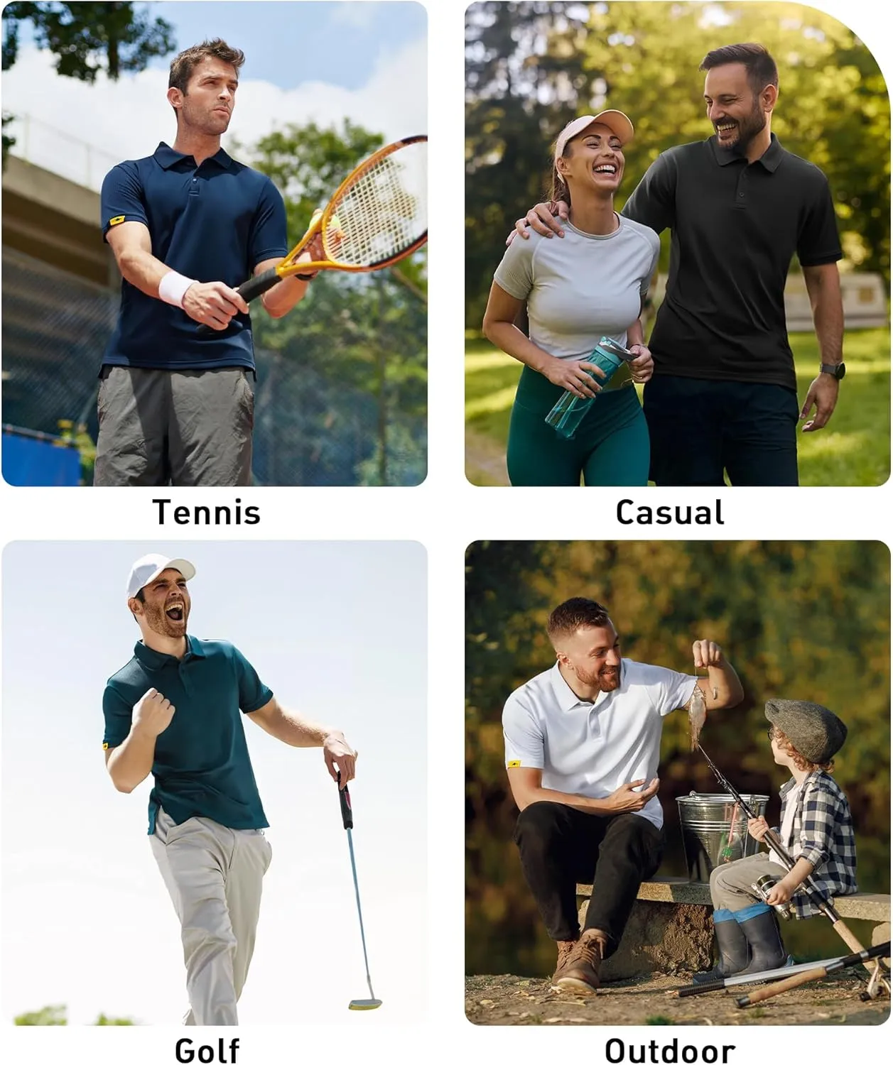 3 Pack Polo Shirts for Men Short Sleeve Moisture-Wicking Golf Shirts Athletic Casual Collared T-Shirt