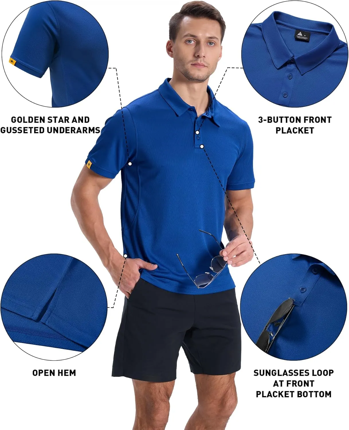 3 Pack Polo Shirts for Men Short Sleeve Moisture-Wicking Golf Shirts Athletic Casual Collared T-Shirt