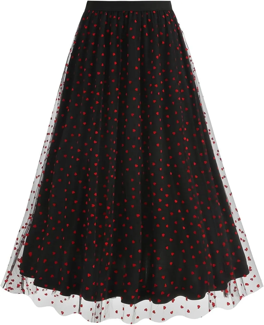 A Line Skirts for Women Mesh Midi Flowy Skirts Elastic Waist Elegant Tulle Fairy Skirts Layered Wedding Guest Skirts
