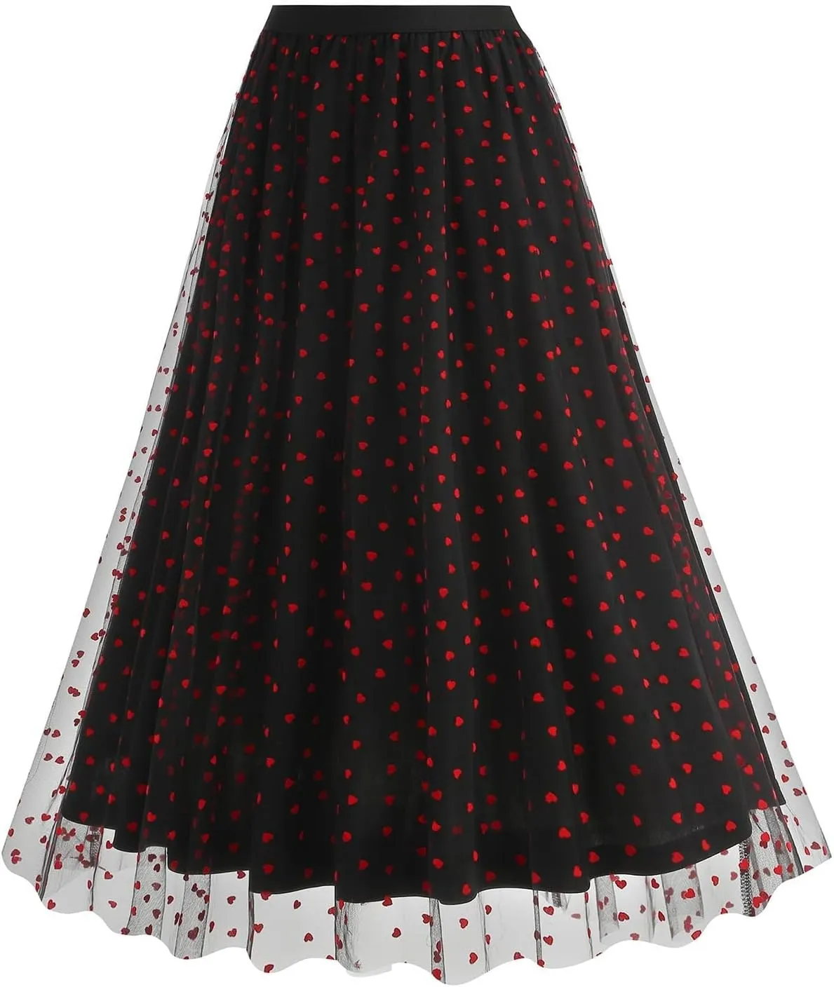 A Line Skirts for Women Mesh Midi Flowy Skirts Elastic Waist Elegant Tulle Fairy Skirts Layered Wedding Guest Skirts