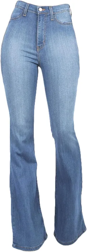 Aiouios Jeans for Women Stretch Skinny, Bell Bottom Jeans Elastic Waist Flared Jean Destroyed Raw Hem Denim Pants