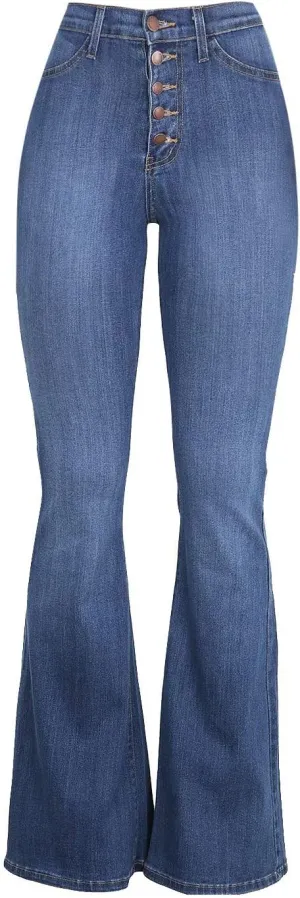 AKIWOS High Waisted Bell Bottom Jeans for Women Retro Zipper Slim Fit Long Bootcut Denim Pants Stretchy Pull On Flare Jeans