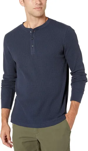 Amazon Essentials Henley Long Sleeve Shirts for Men, Regular-Fit Waffle