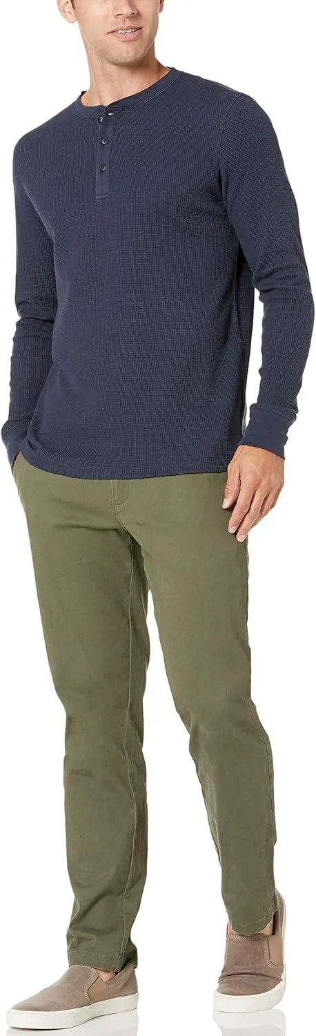 Amazon Essentials Henley Long Sleeve Shirts for Men, Regular-Fit Waffle
