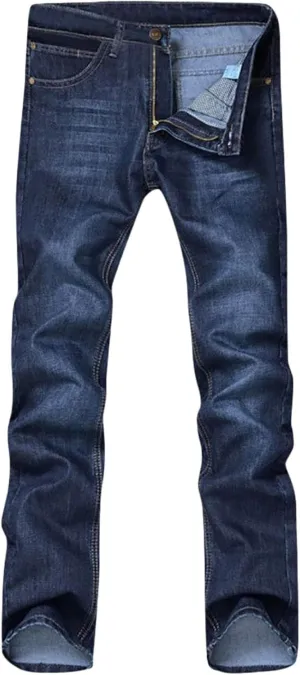 Andongnywell Men's Casual Stretch Slim Fit Straight Leg Jeans Zipper Stretchy Regular Fit Denim Pants Trousers