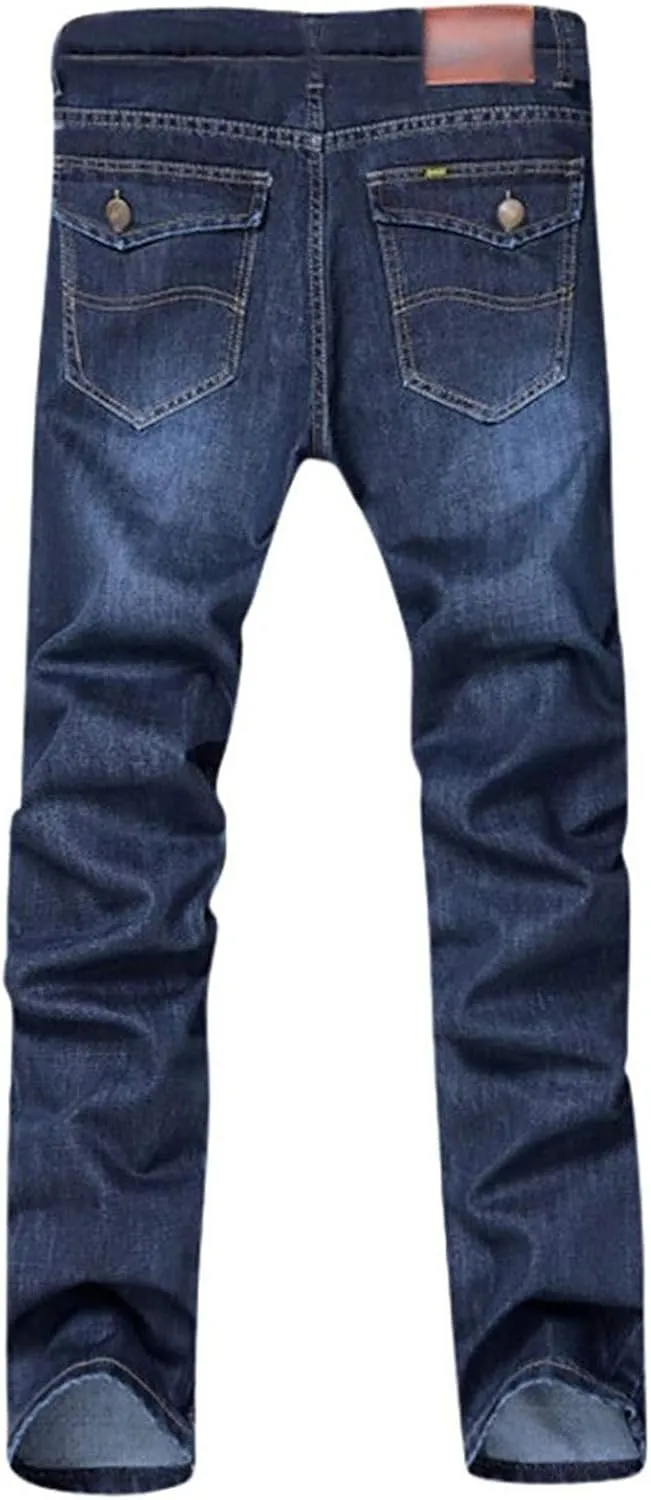 Andongnywell Men's Casual Stretch Slim Fit Straight Leg Jeans Zipper Stretchy Regular Fit Denim Pants Trousers