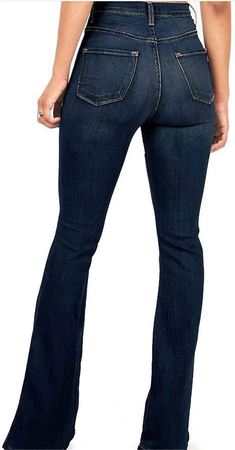 Andongnywell Women High Waist Skinny fit Straight Wide Leg Boot Cut Jeans Denim Pants Bell Bottom Trousers with Pocket