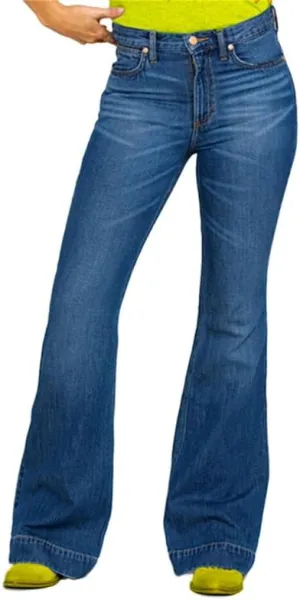 Andongnywell Women's High Rise Flared Jeans Slim Wide Leg Stretch Denim Pants Flare Bell Bottom Jean Trousers