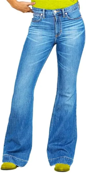 Andongnywell Women's High Rise Flared Jeans Slim Wide Leg Stretch Denim Pants Flare Bell Bottom Jean Trousers