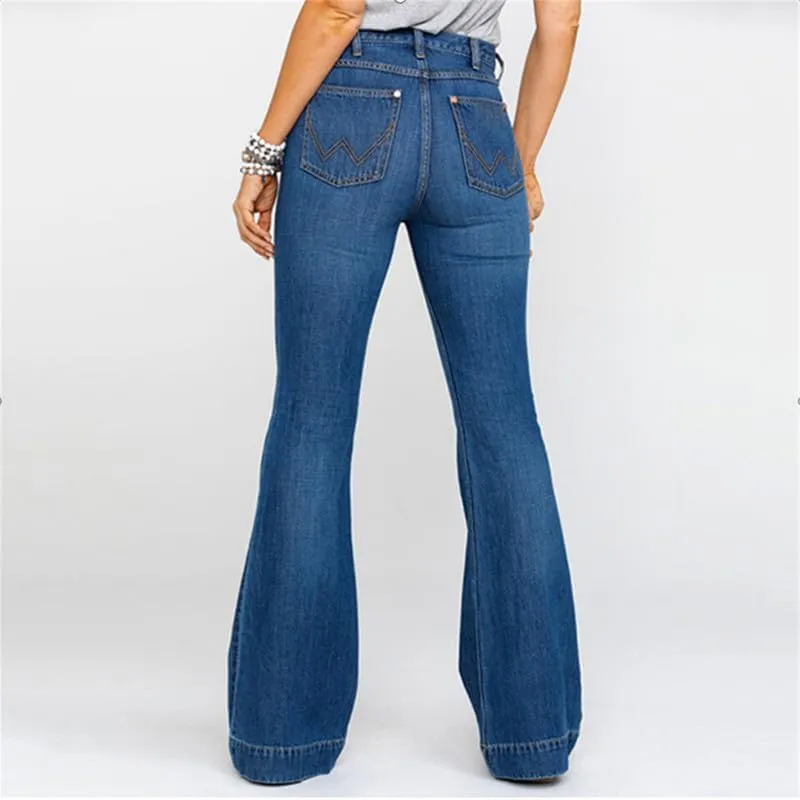 Andongnywell Women's High Rise Flared Jeans Slim Wide Leg Stretch Denim Pants Flare Bell Bottom Jean Trousers