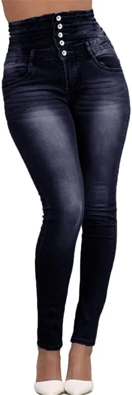 Andongnywell Women's Stretch Comfort High Waist Skinny Jeans Trousers Butt Lift Stretchy Slim Fit Denim Pants