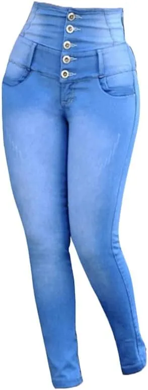 Andongnywell Women's Stretch Comfort High Waist Skinny Jeans Trousers Butt Lift Stretchy Slim Fit Denim Pants