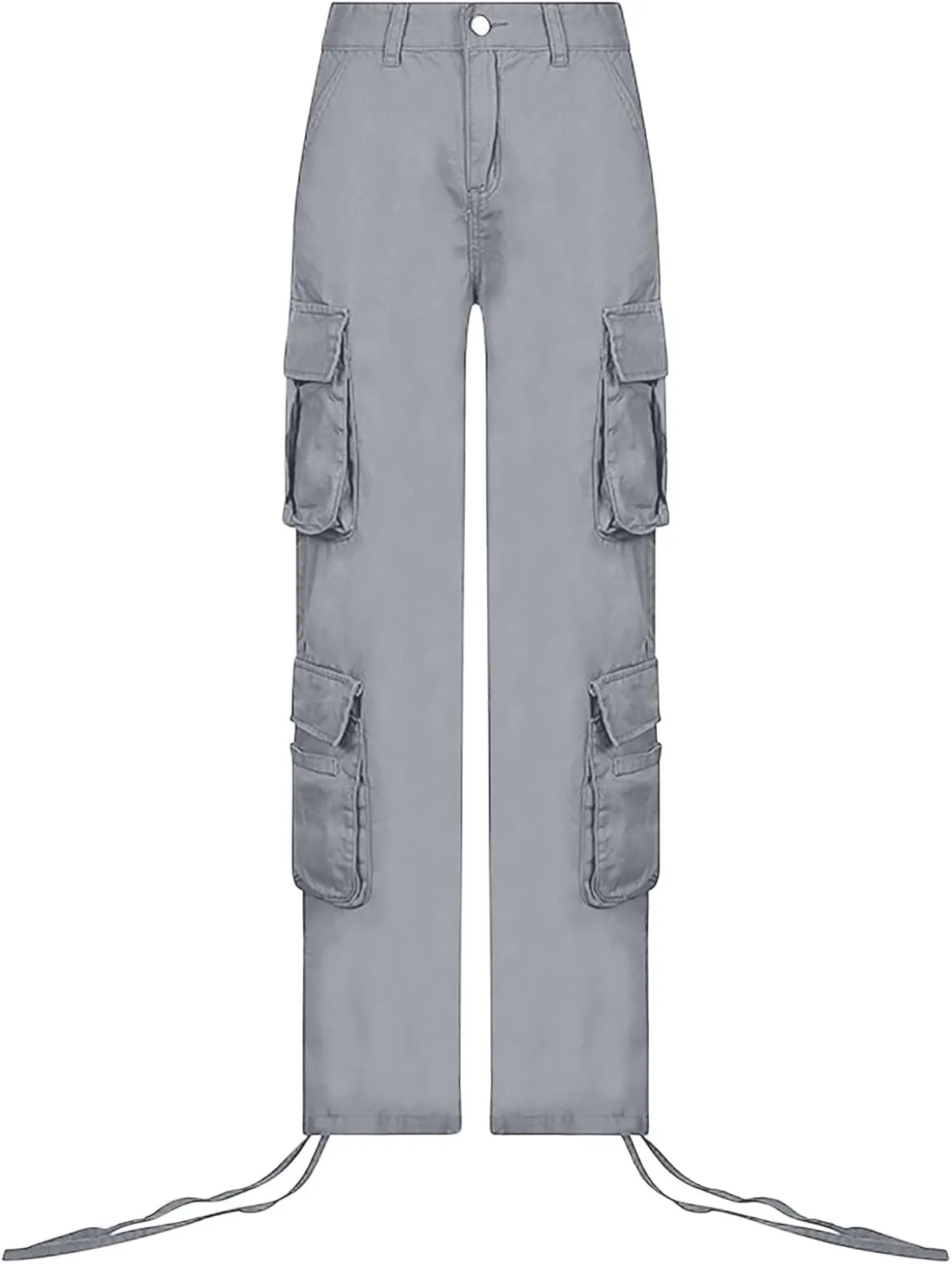 Anjikang Parachute Cargo Pants for Women Y2K Teen Girls Trendy Low Waist Wide Leg Cargos Multi Pockets Travel Hiking Trousers