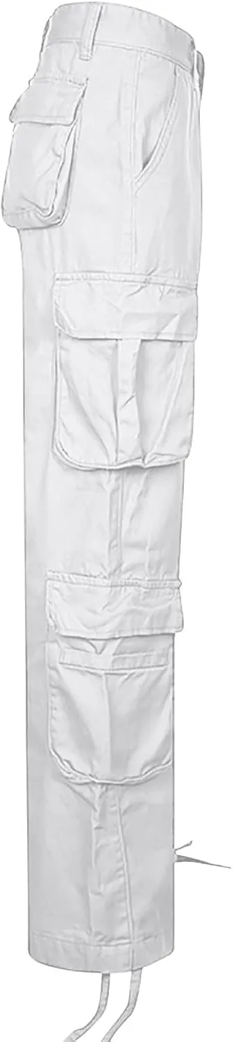Anjikang Parachute Cargo Pants for Women Y2K Teen Girls Trendy Low Waist Wide Leg Cargos Multi Pockets Travel Hiking Trousers