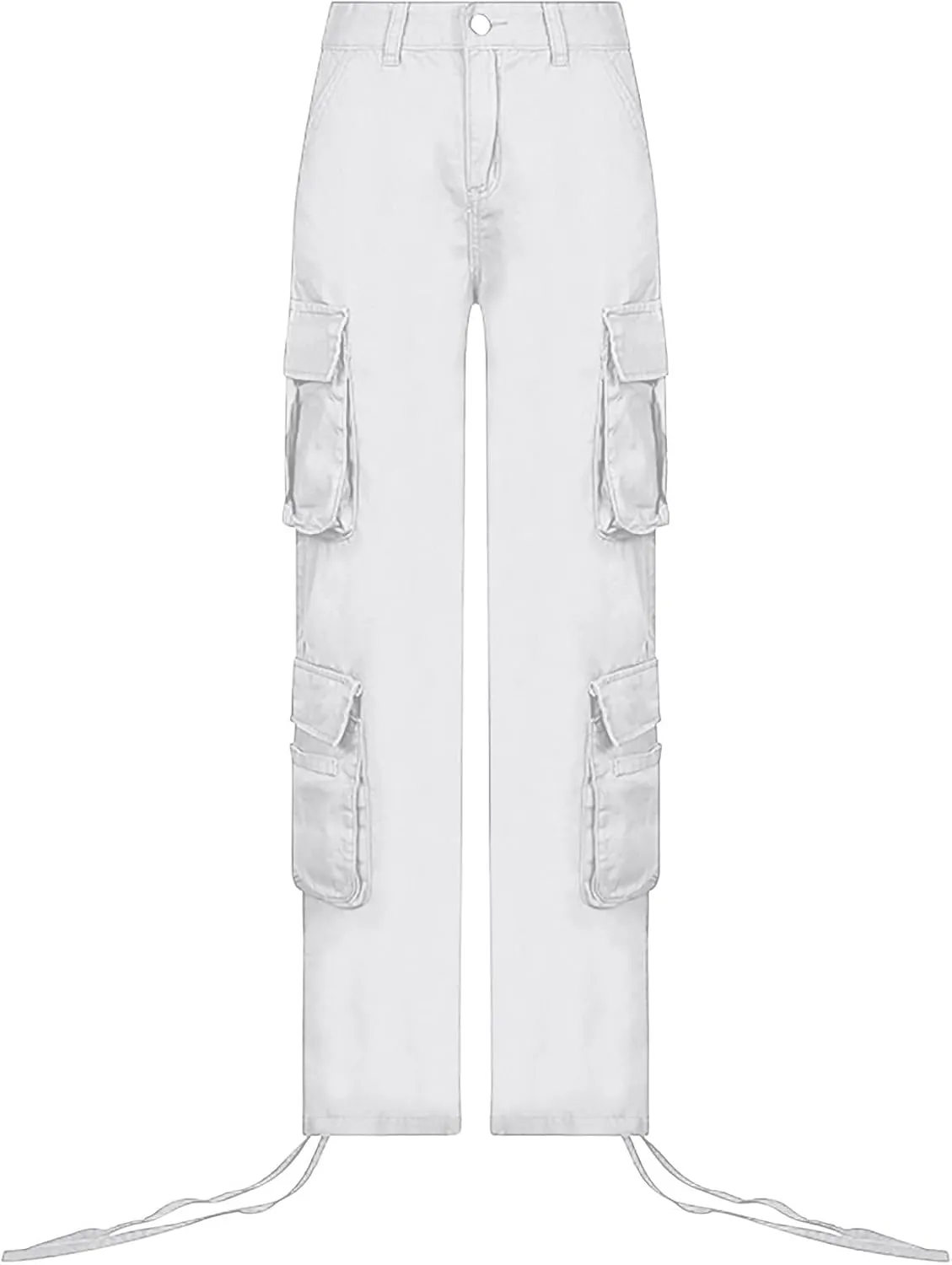 Anjikang Parachute Cargo Pants for Women Y2K Teen Girls Trendy Low Waist Wide Leg Cargos Multi Pockets Travel Hiking Trousers