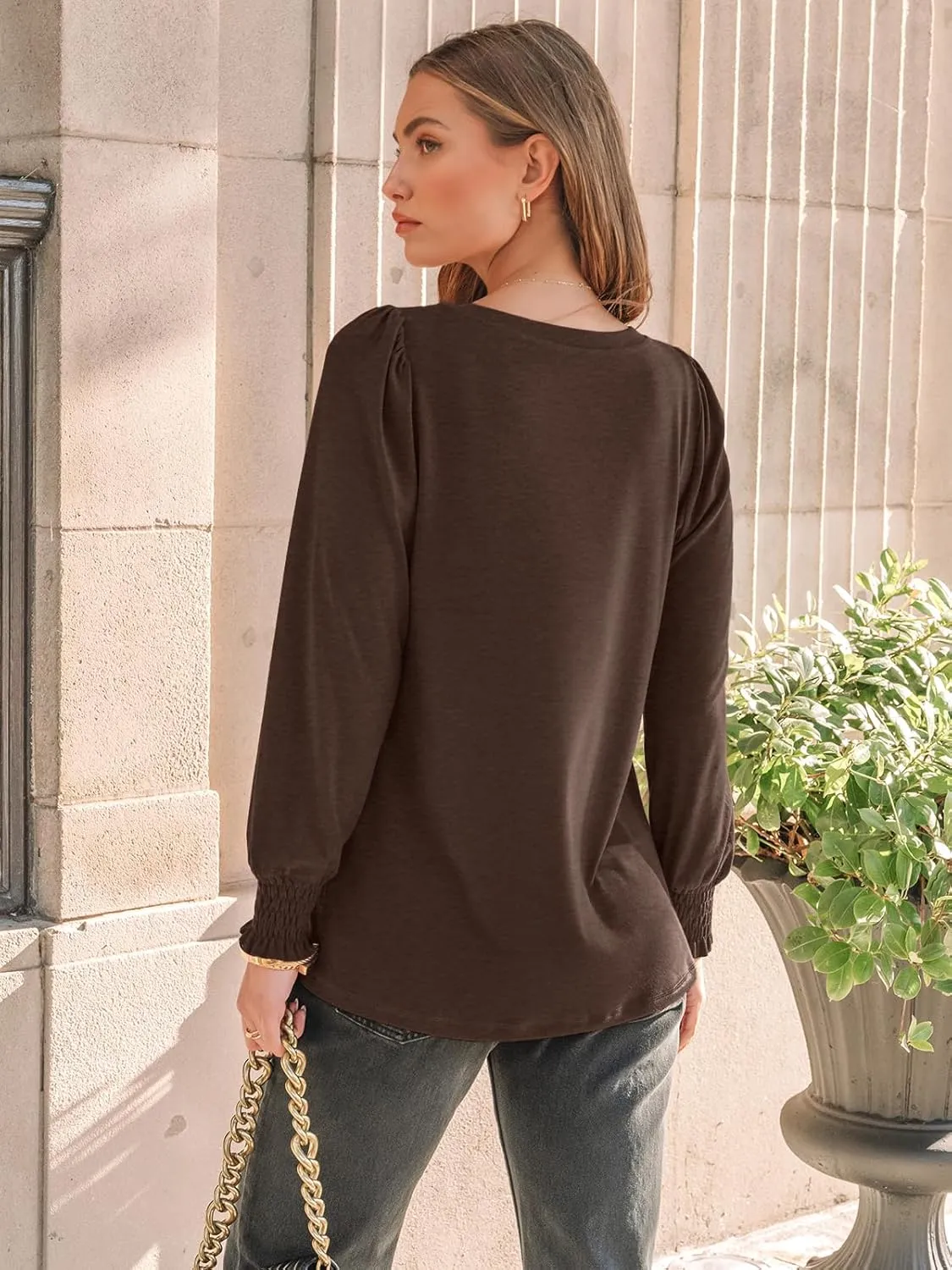 AUTOMET Long Sleeve Shirts Womens Pleated Business Casual Blouses with Smocked Cuffs
