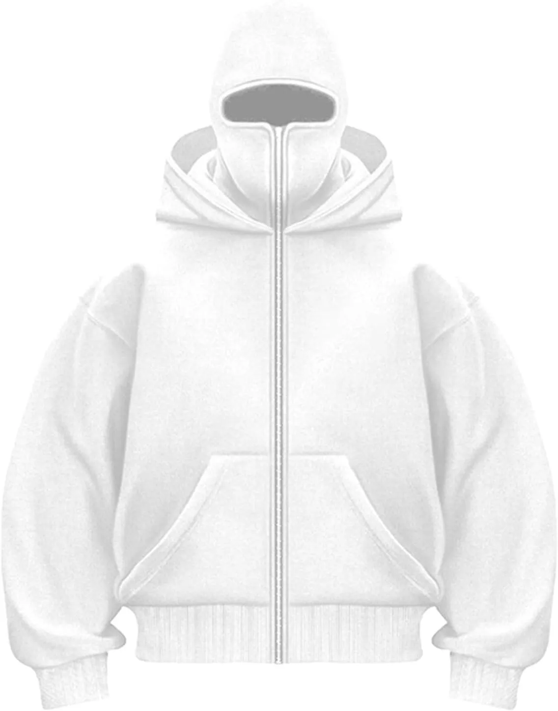 Balaclava Hoodie Men Oversized Cool Zip Up Hoodies with Windproof Balaclava Snowboarding Ski Sweatshirt Streetwear