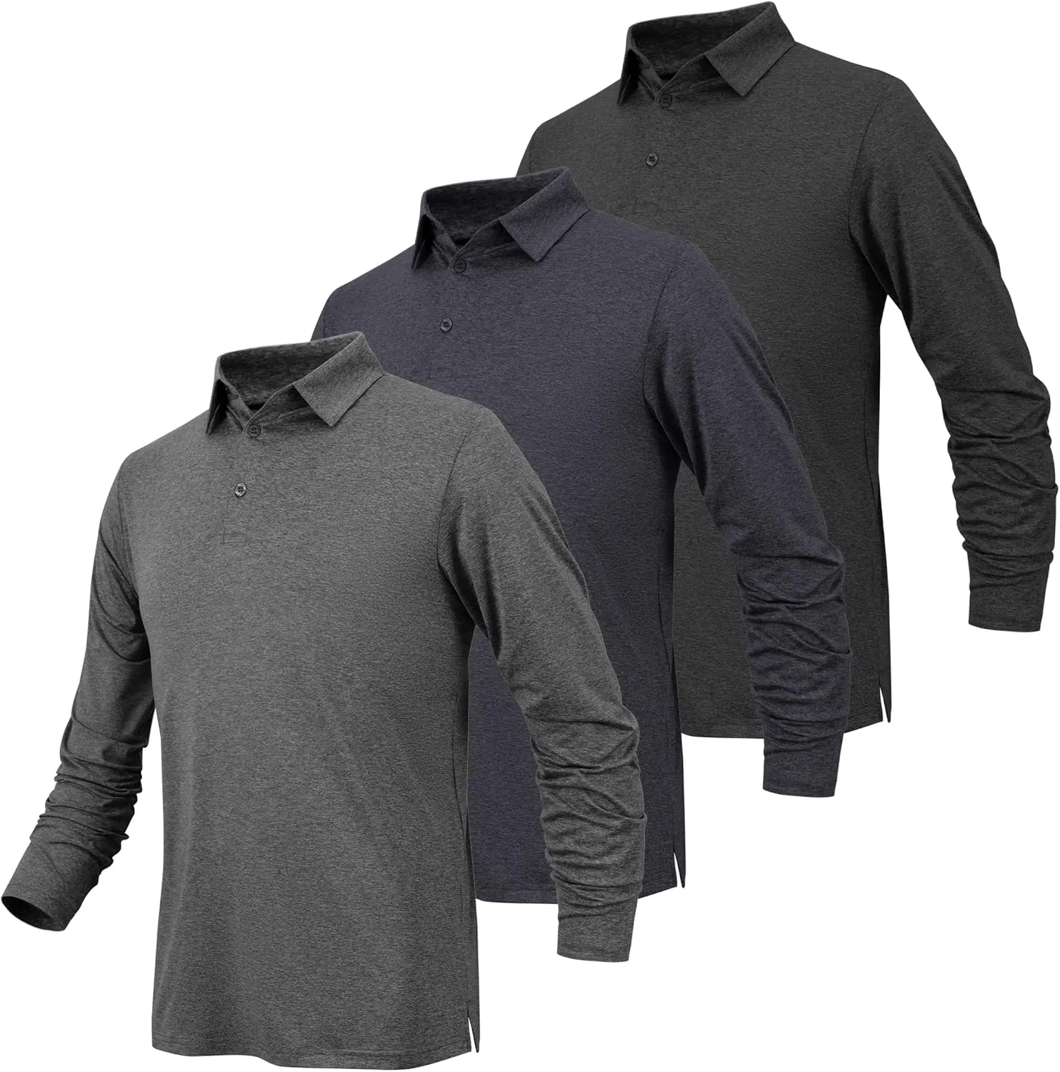 BALENNZ Long Sleeve Polo Shirts for Men Moisture Wicking Mens Long Sleeve Polo Shirts Quick Dry Golf Polos for Men