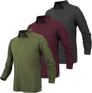 BALENNZ Long Sleeve Polo Shirts for Men Moisture Wicking Mens Long Sleeve Polo Shirts Quick Dry Golf Polos for Men