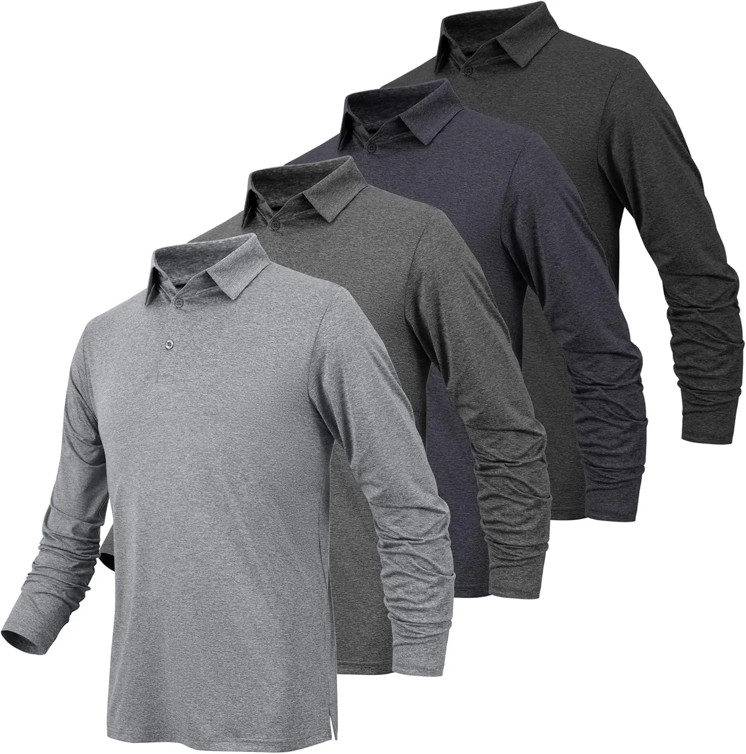 BALENNZ Long Sleeve Polo Shirts for Men Moisture Wicking Mens Long Sleeve Polo Shirts Quick Dry Golf Polos for Men