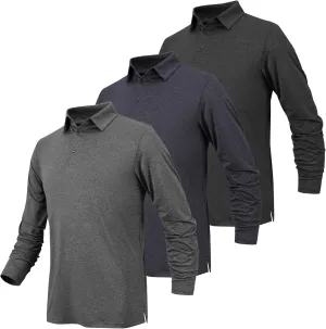 BALENNZ Long Sleeve Polo Shirts for Men Moisture Wicking Mens Long Sleeve Polo Shirts Quick Dry Golf Polos for Men