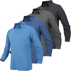 BALENNZ Long Sleeve Polo Shirts for Men Moisture Wicking Mens Long Sleeve Polo Shirts Quick Dry Golf Polos for Men