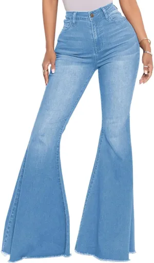 Bell Bottom Jeans for Women Skinny Flared Jeans Elastic High Waisted Vintage 70s Classic Stretchy Wide Leg Denim Pants