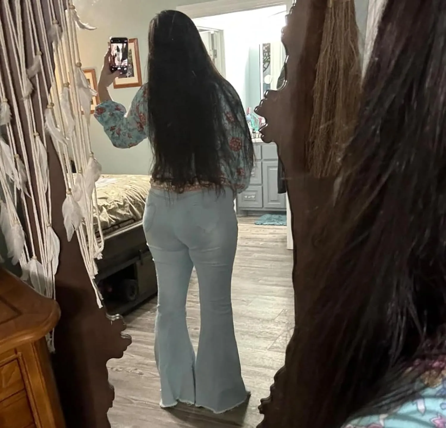 Bell Bottom Jeans for Women Skinny Flared Jeans Elastic High Waisted Vintage 70s Classic Stretchy Wide Leg Denim Pants