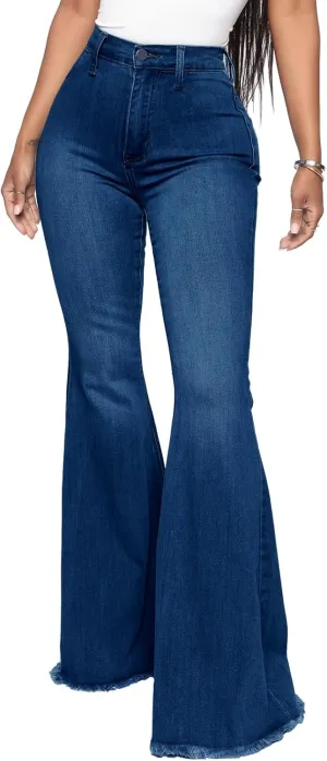 Bell Bottom Jeans for Women Skinny Flared Jeans Elastic High Waisted Vintage 70s Classic Stretchy Wide Leg Denim Pants