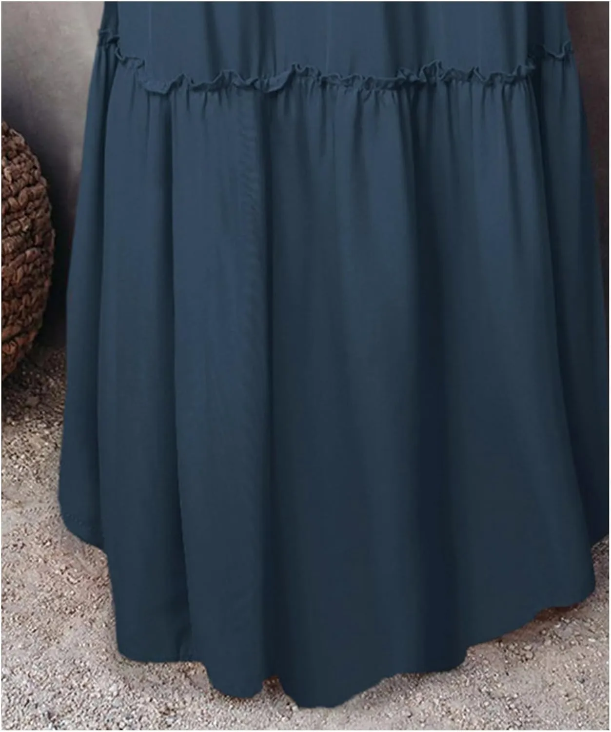 Boho Skirts for Women Summer Casual Summer Elastic High Waist A-Line Ruffle Hem Maxi Skirt Beach Long Skirt