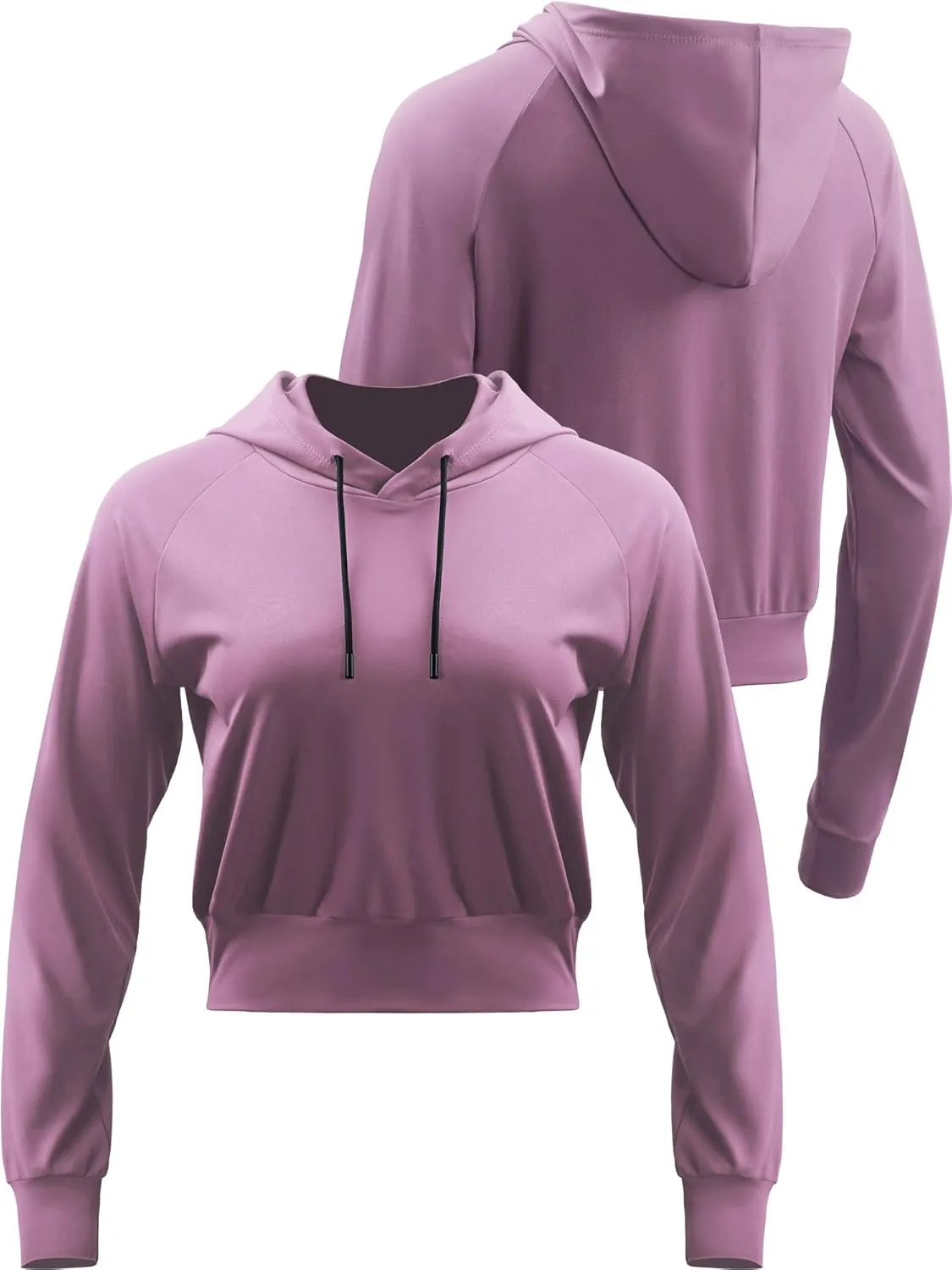 CADMUS Women's Workout Long Sleeve Shirts with Hoodie Sweatshirt Running Crop Top