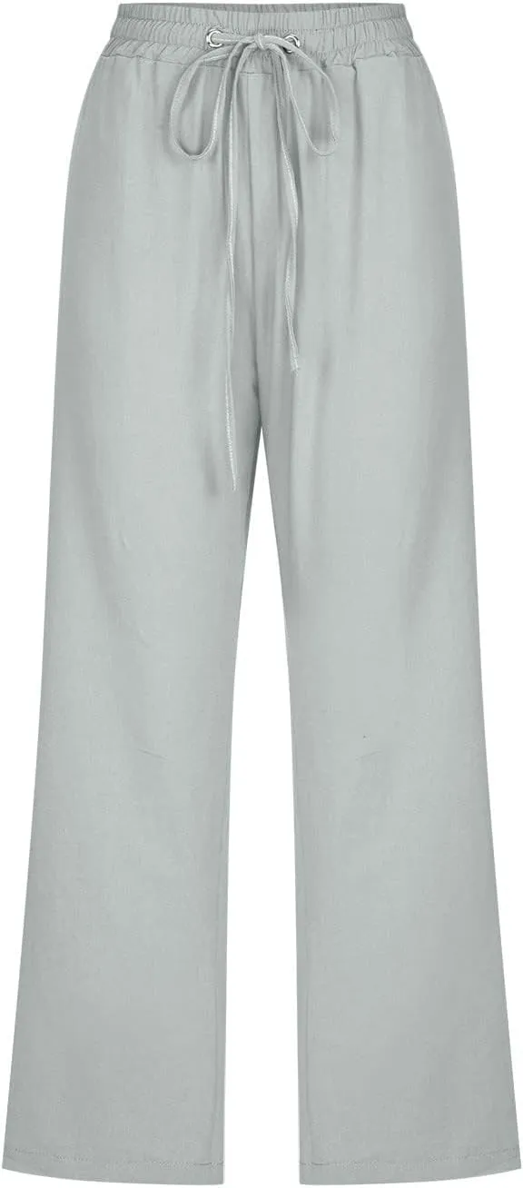 Capri Pants Women Summer 2024 Drawstring Cargo Pants High Waisted Stretchy Camo Pants Plus Size Baggy Cargo Pants Pockets