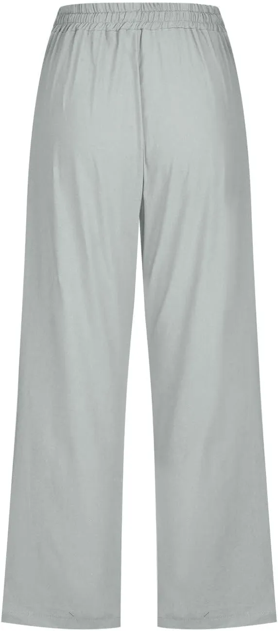 Capri Pants Women Summer 2024 Drawstring Cargo Pants High Waisted Stretchy Camo Pants Plus Size Baggy Cargo Pants Pockets