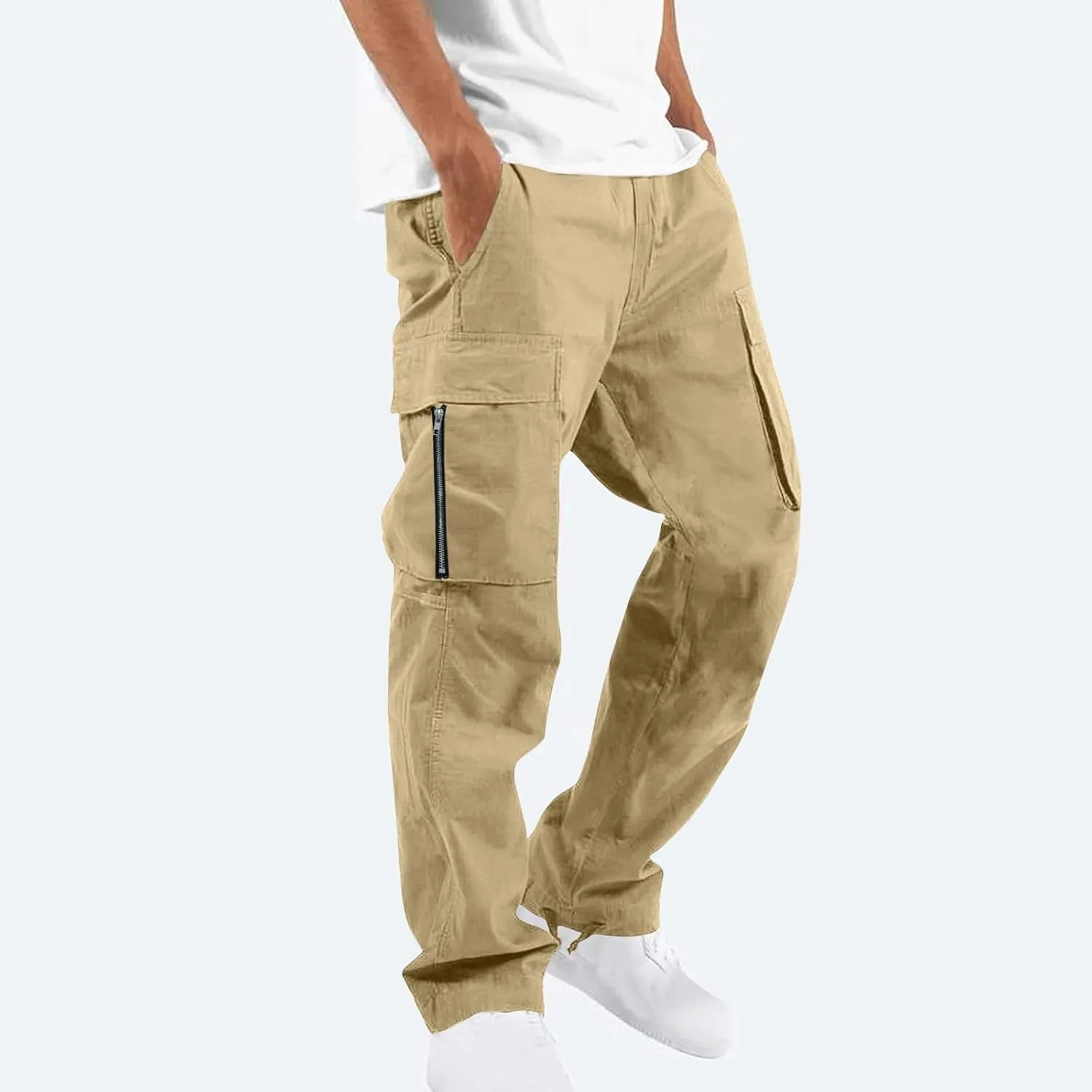 Cargo Pants for Men Baggy Workout Regular Straight Hiking Tactical Trousers Casual Athletic Cargo Pants with Multi-Pockets