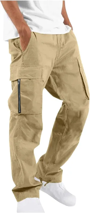 Cargo Pants for Men Baggy Workout Regular Straight Hiking Tactical Trousers Casual Athletic Cargo Pants with Multi-Pockets
