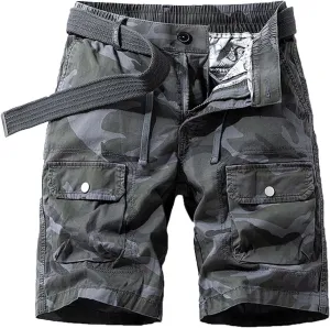 Cargo Pants for Men Relaxed Fit Multi-Pocket Outdoor Casual Work Shorts Summer Twill Cotton Fishing Hiking Shorts (No Belt)