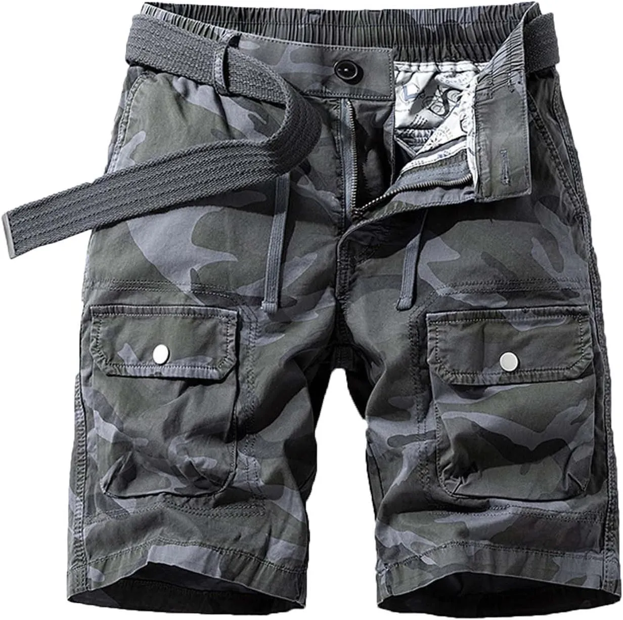 Cargo Pants for Men Relaxed Fit Multi-Pocket Outdoor Casual Work Shorts Summer Twill Cotton Fishing Hiking Shorts (No Belt)